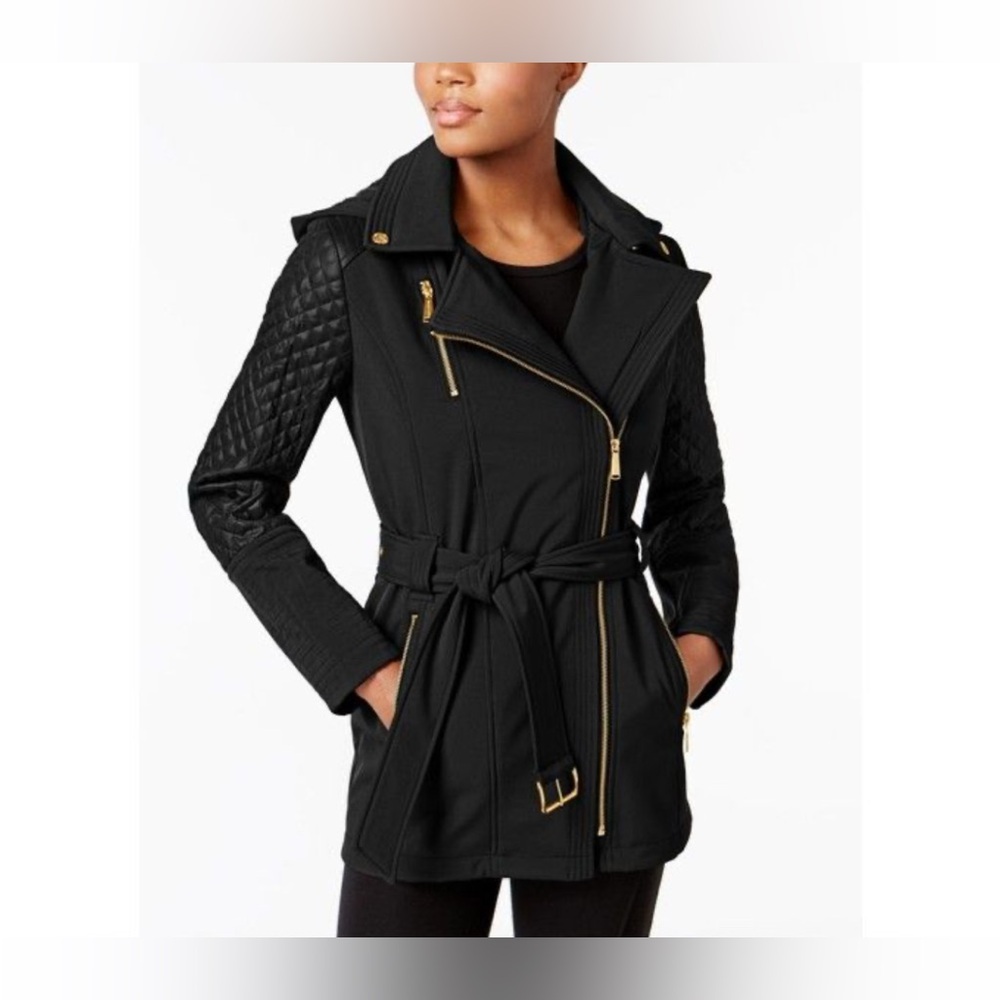 Michael Kors Women's Black Quilted Sleeve Jacket